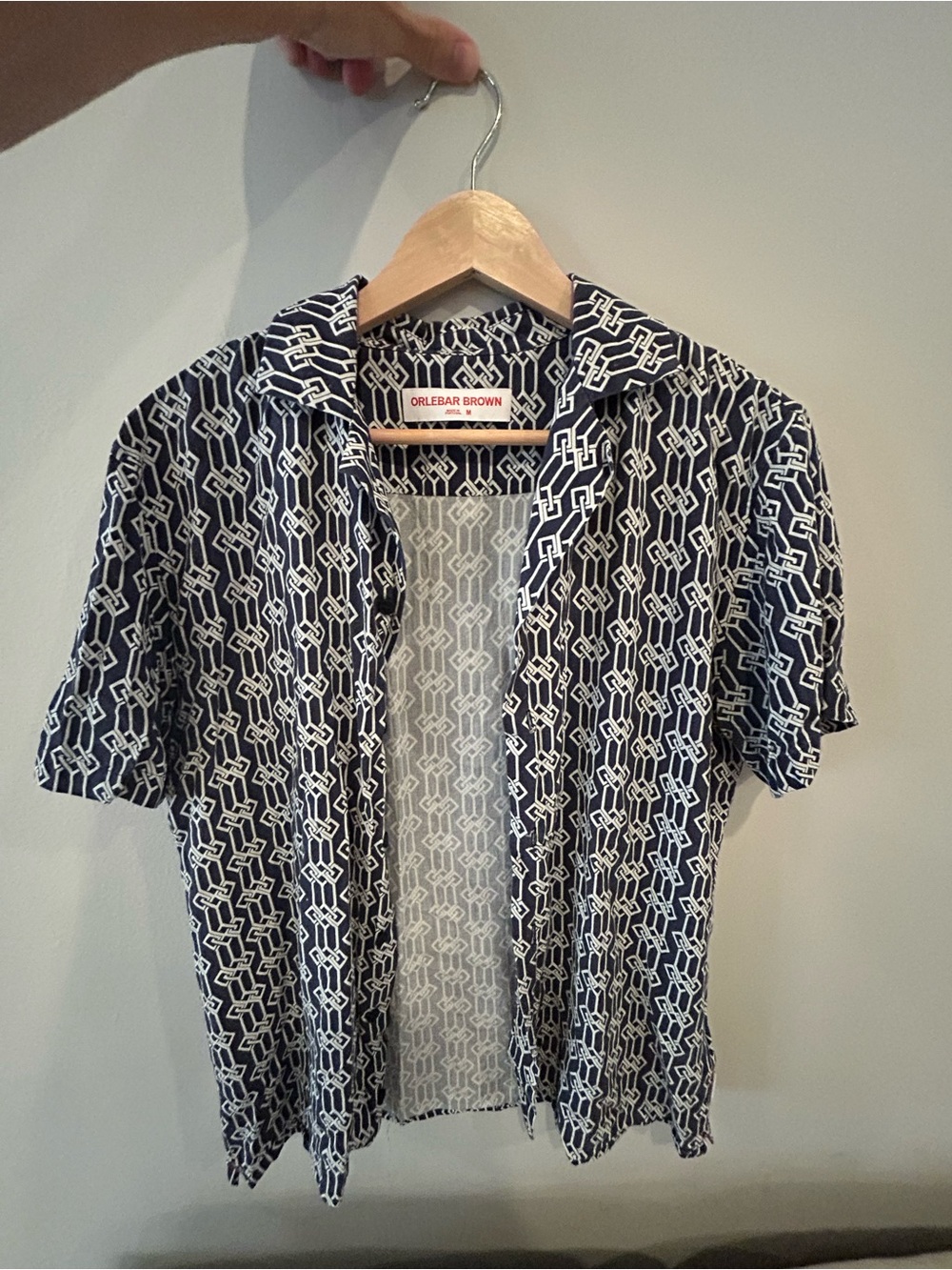 Orlebar Brown Navy & White Geometric Short-Sleeve Shirt